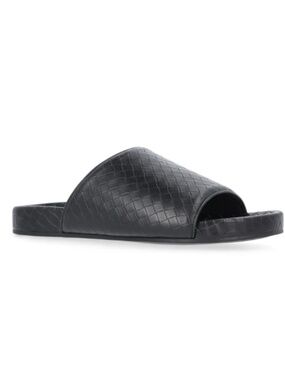 BNWT! Black Vegan Woven Bottega Style Vacay Beach Slides